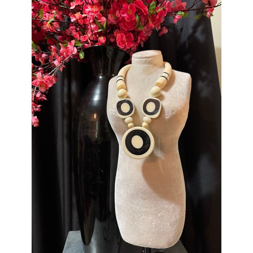 Black and Ivory Mod Statement Necklace